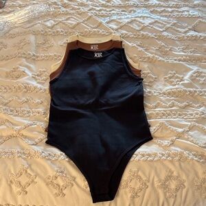 Cream, Black & Brown Women's Bodysuit